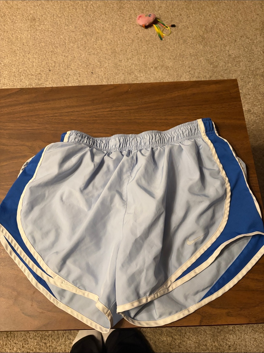 Light Blue Nike Athletic Running Shorts with White Trim